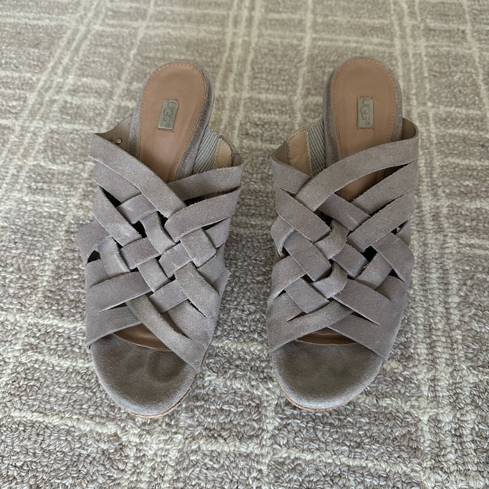 UGG Gray Woven Mules